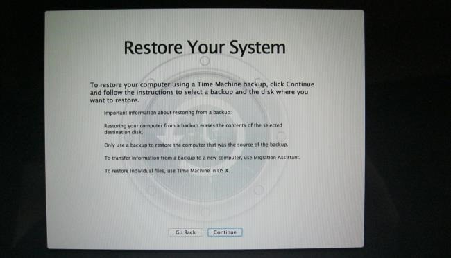 Restore with time machine